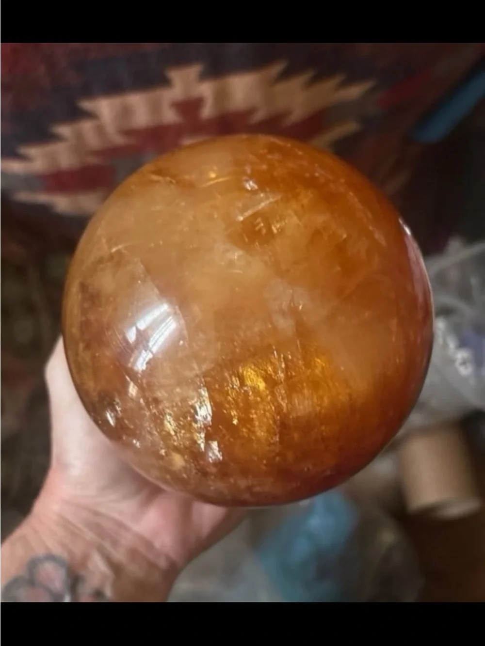 Amber Honey Calcite Sphere Golden Calcite 4lbs 12.4oz UHQ